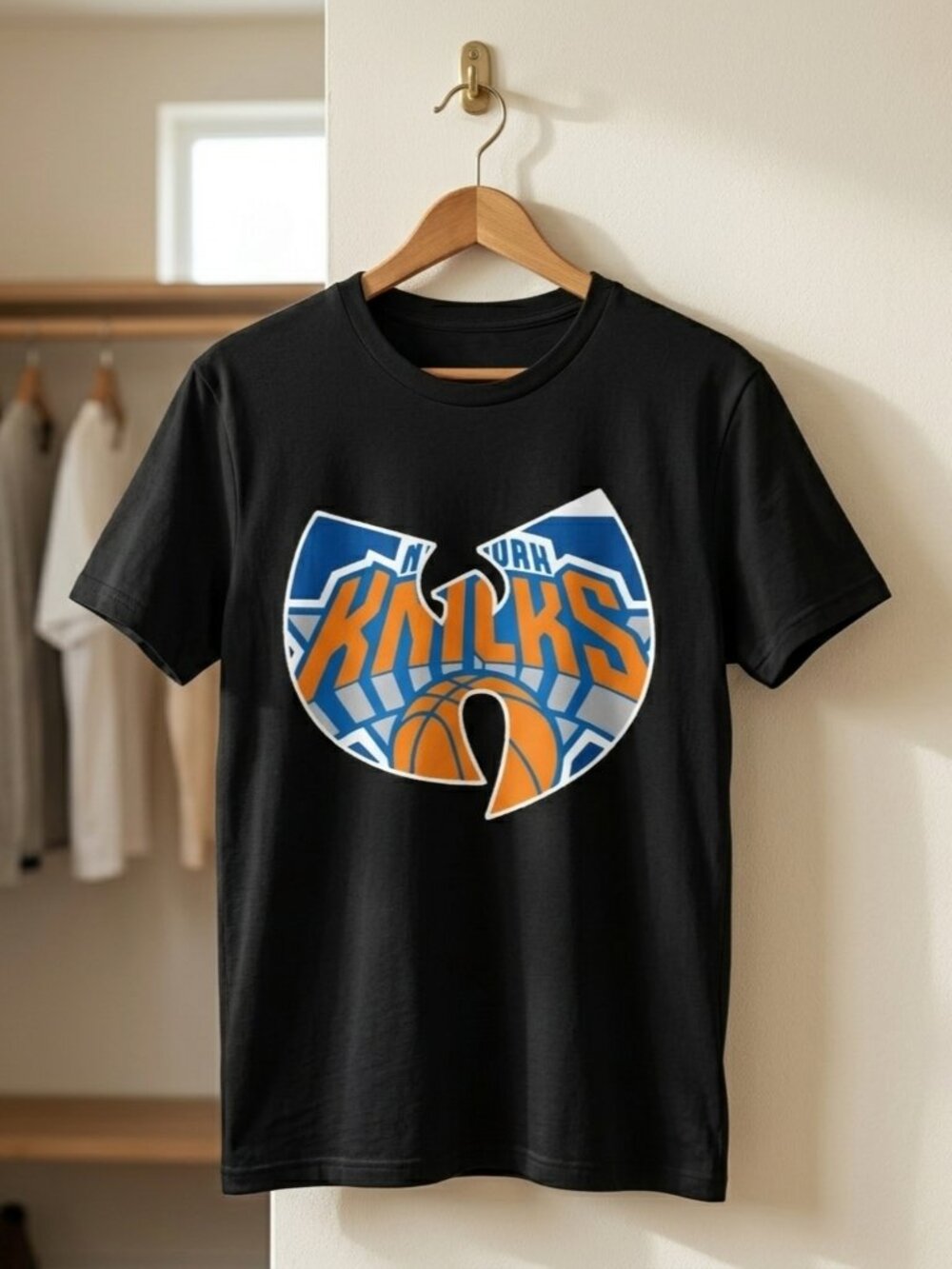 New York Knicks Wu Tang Style Vintage Graphic Tee Basketball Streetwear